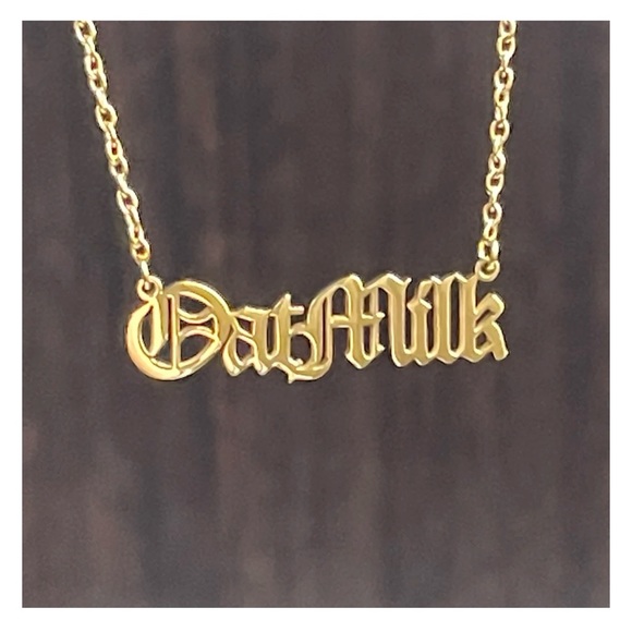 LAST CALL Oat Milk Necklace Gold Plated Stainless Steel Coffee Lover - Picture 1 of 4